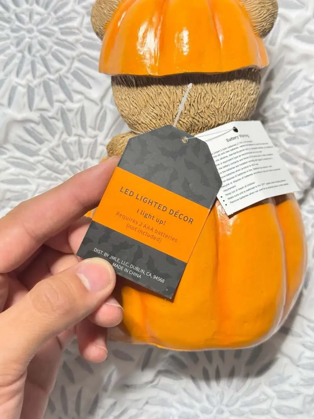 Jack O' Lantern Lane LED Lighted Decor Bear in Pumpkin Figurine